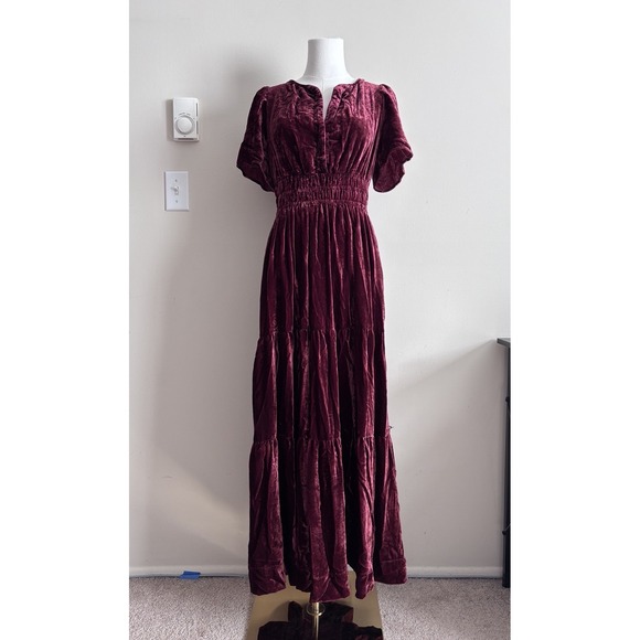 Anthropologie Dresses & Skirts - Anthropologie Somerset Maxi Dress XS Small Red Velvet Party Going Out Boho Chic